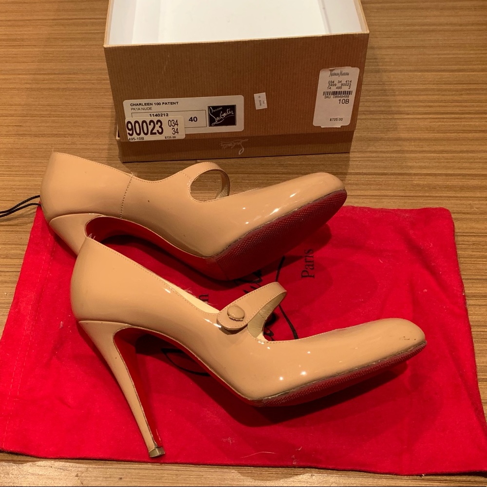 Nude patent Mary Jane pumps louboutin